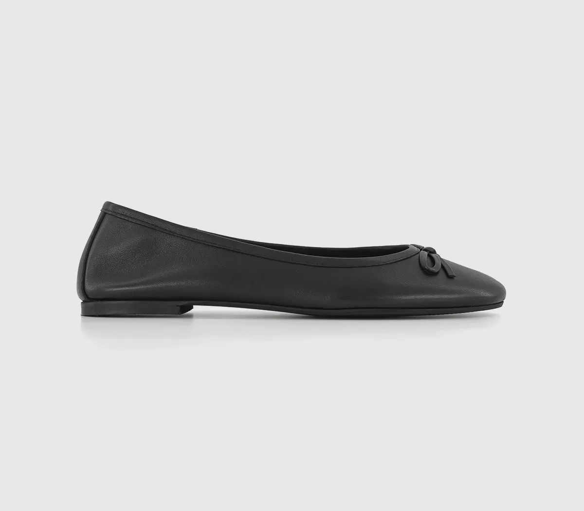OFFICE Frazzle Leather Ballerina Shoes Black Leather
