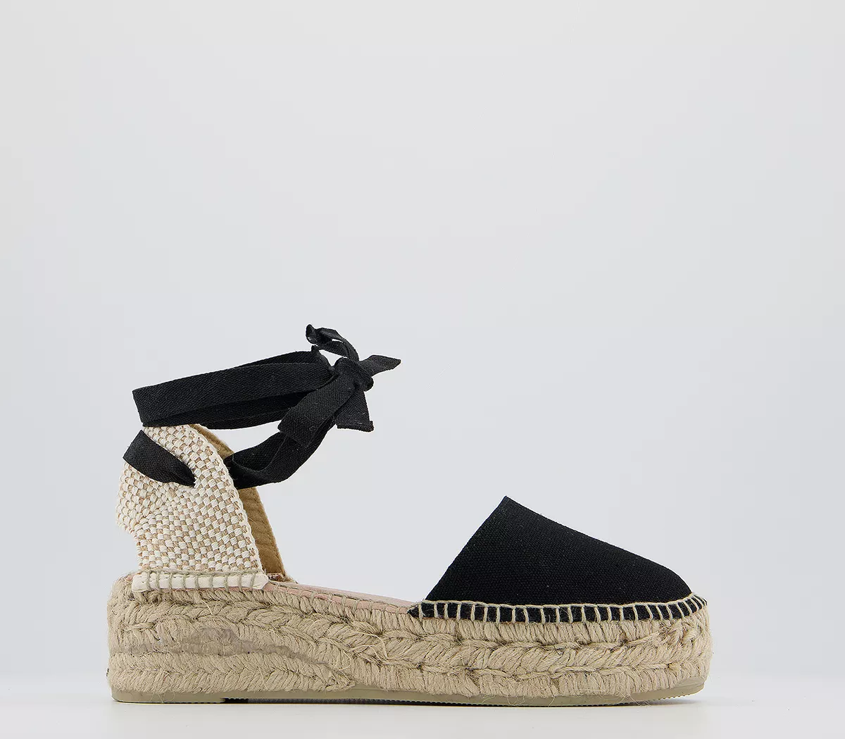 Gaimo for OFFICE Flat Ankle Tie Sandals Black