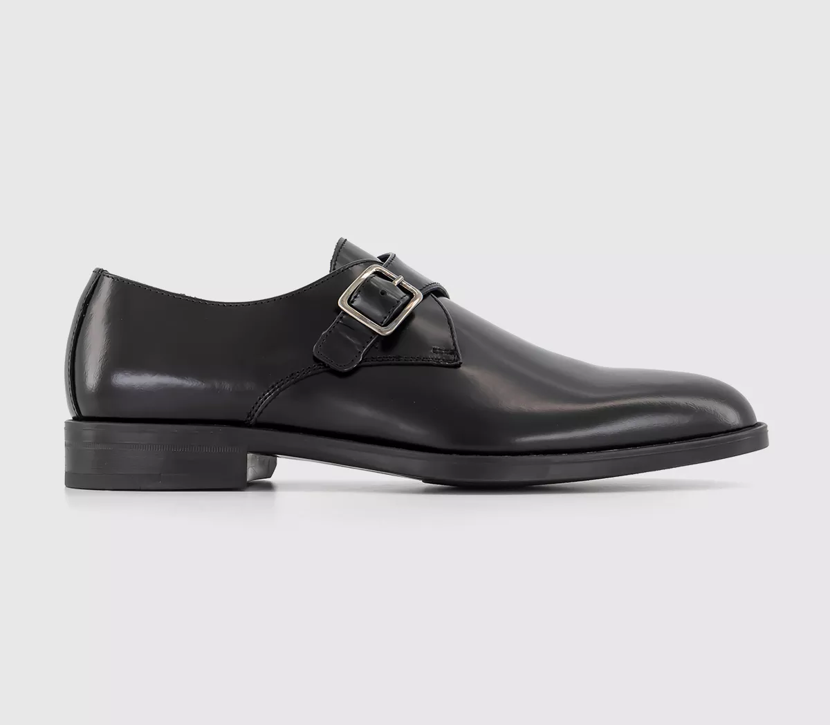 Poste Pierre Single Strap Monk Shoes Black Leather