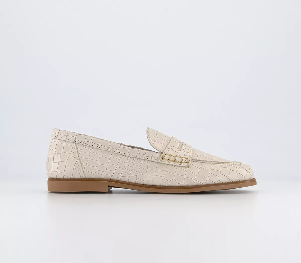 OFFICE Flavia Plain Loafers Off White Embossed Leather