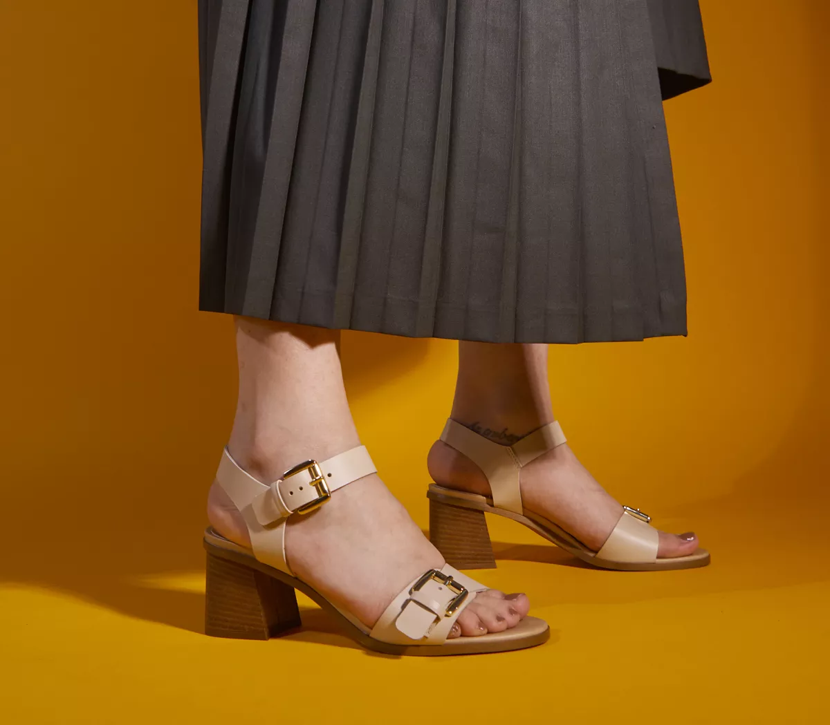 OFFICE Mercy Buckle Two Part Sandals Latte Leather