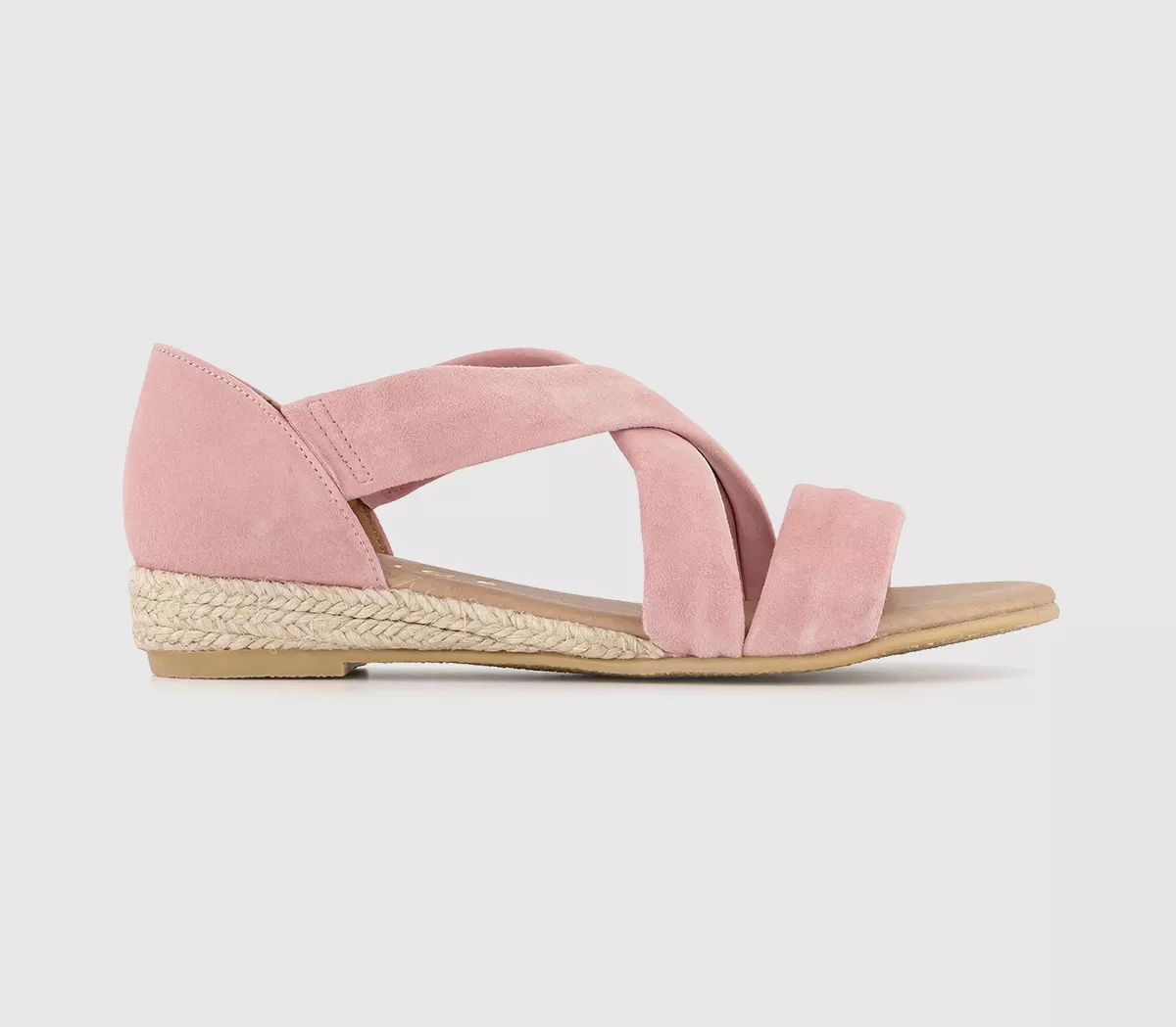 OFFICE Hallie Cross Strap Espradrilles Pink Suede