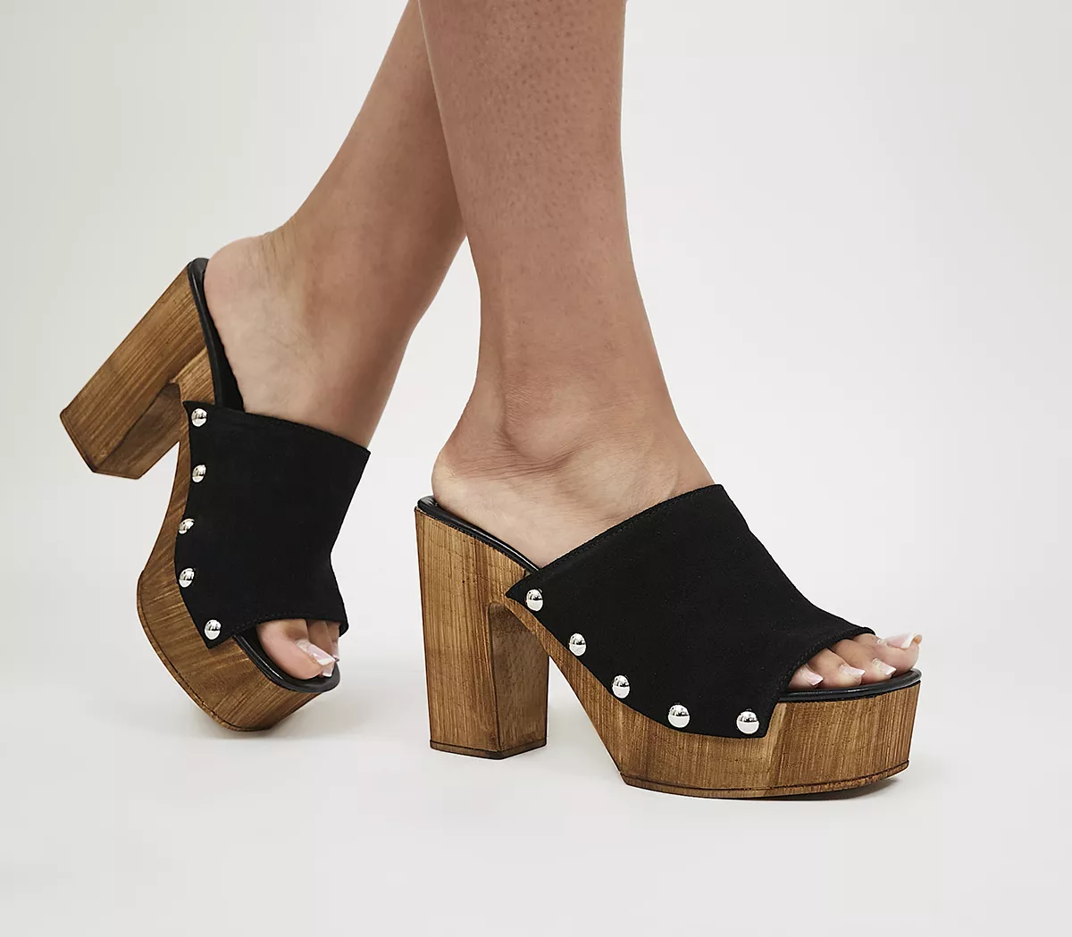 OFFICE Hector High Mule Clogs Black Suede