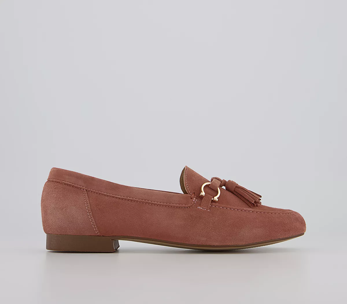 OFFICE Flock Suede Tassel Loafers Pink Suede
