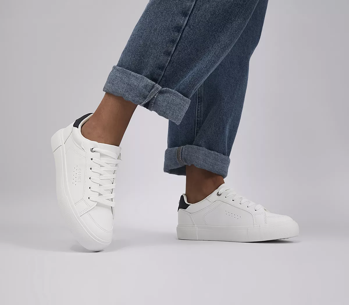 OFFICE Flaunt It Cupsole Trainers White Navy Mix