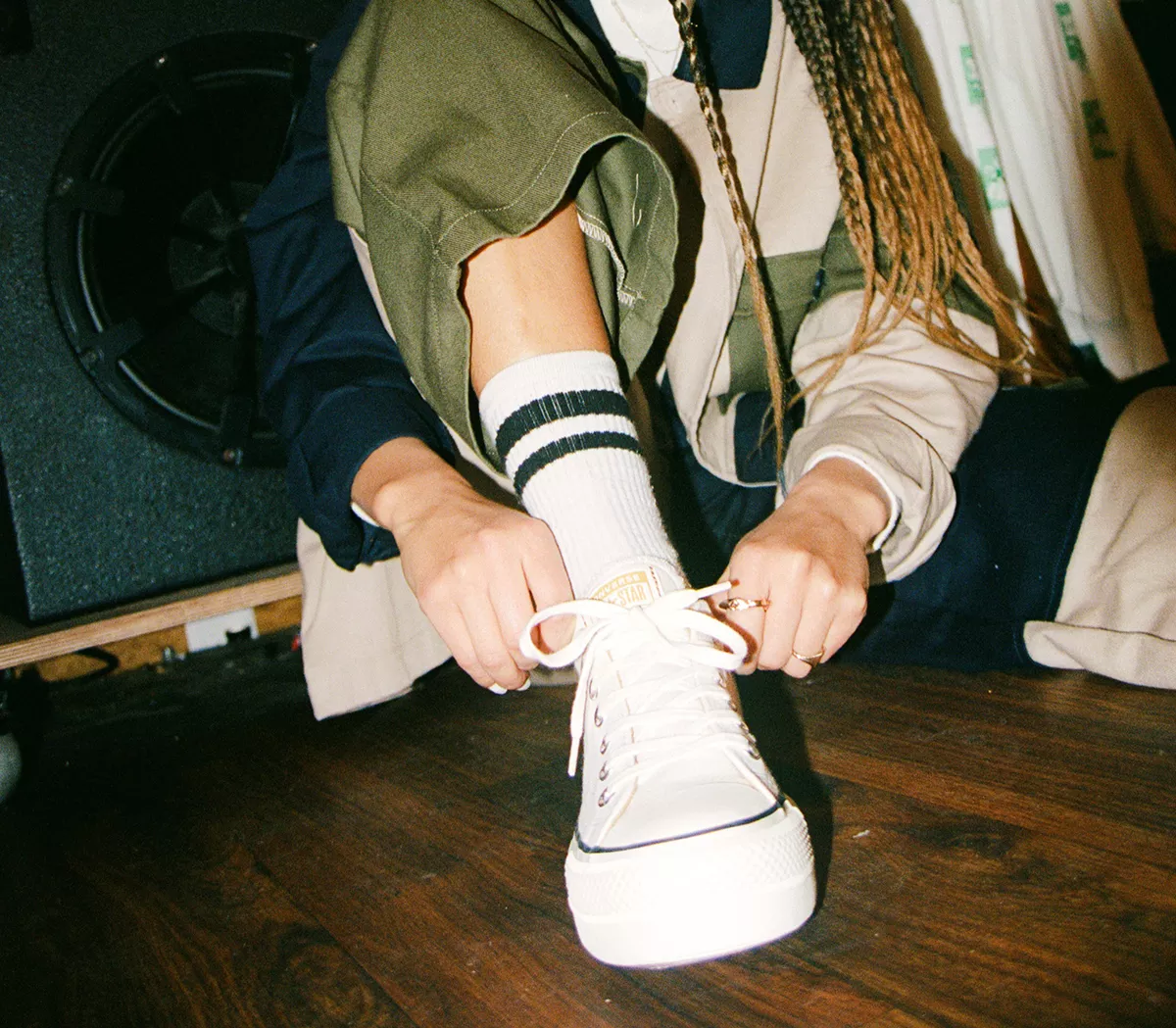 Converse All Star Low Platform Trainers Egret Navy Burnt Honey