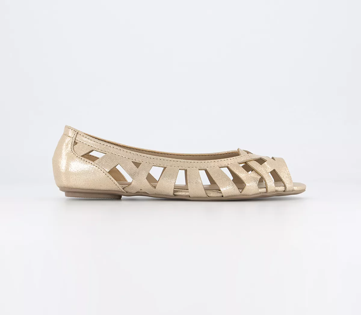 OFFICE Fantasy Peep Toe Woven Ballet Pumps Gold