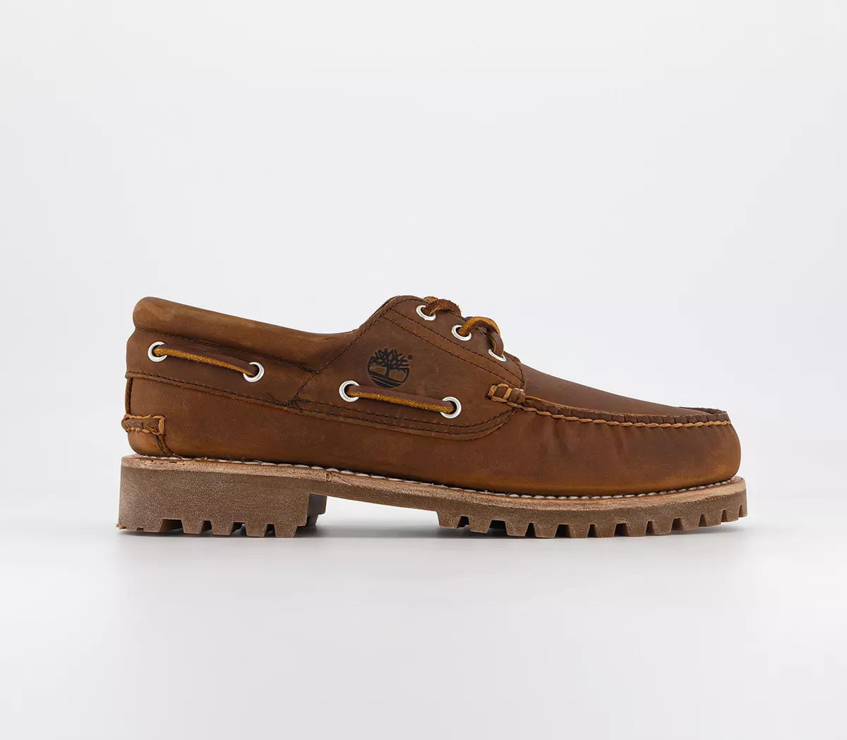 Timberland 3 Eye Classic Lug Boat Shoes Brown Leather