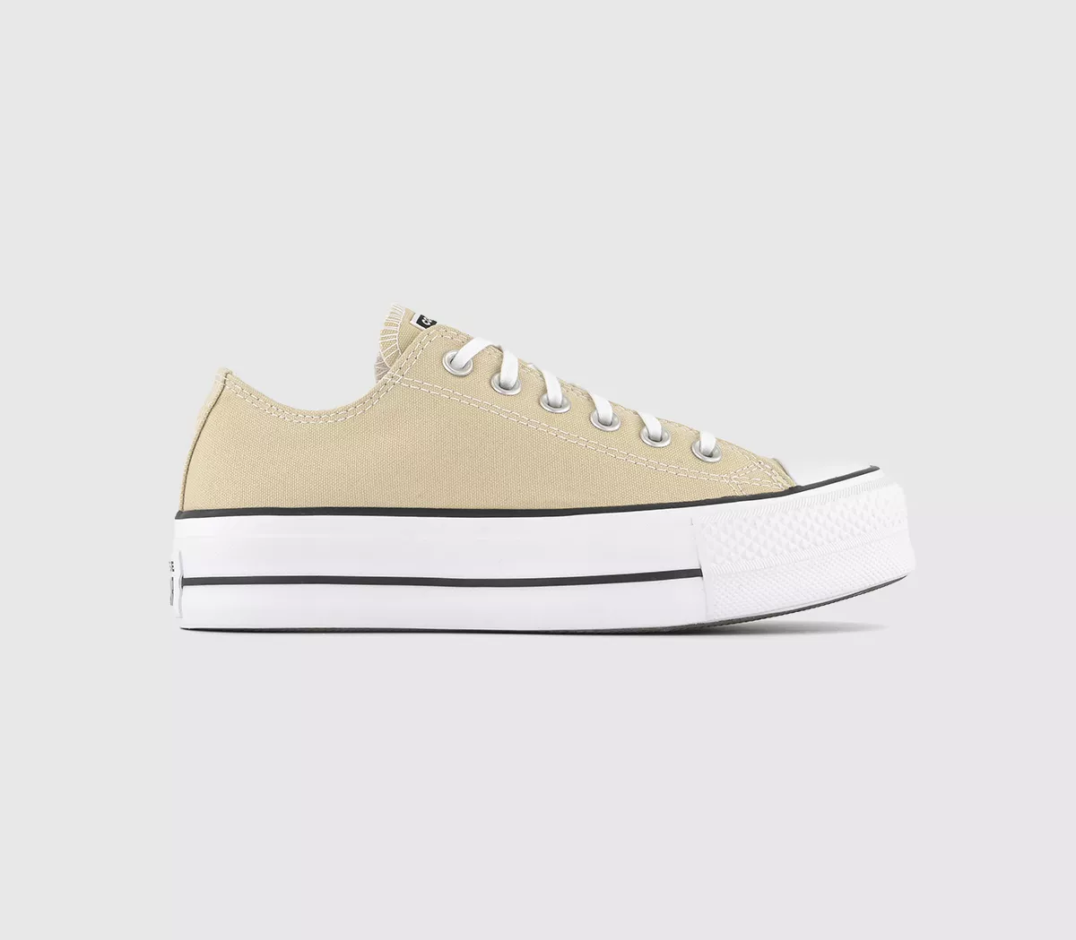 Converse All Star Low Platform Trainers Oat Milk White Black