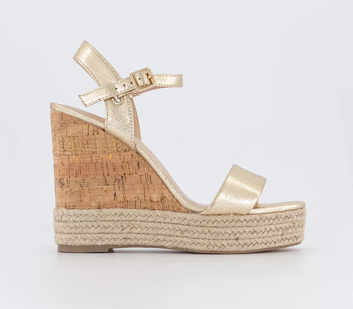 OFFICE Heated Cork Wedge Espadrilles Gold