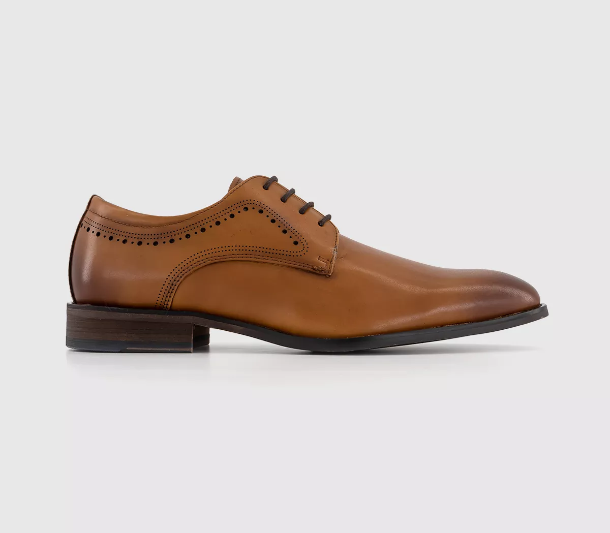 OFFICE Milo Brogue Panel Leather Derby Shoes Tan Leather