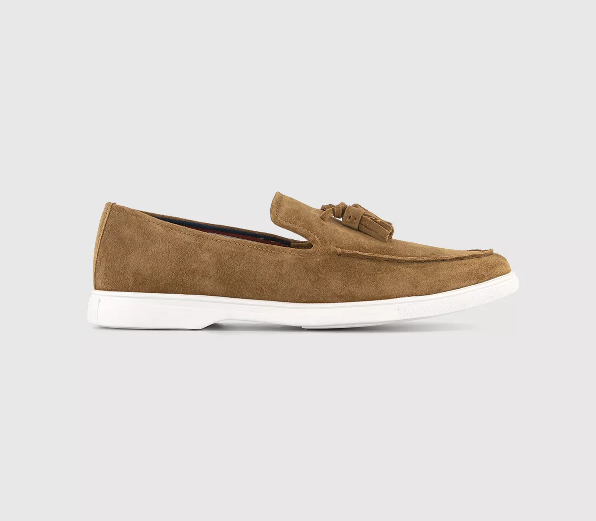 OFFICE Calvin Tassel White Outsole Loafers Tan Suede