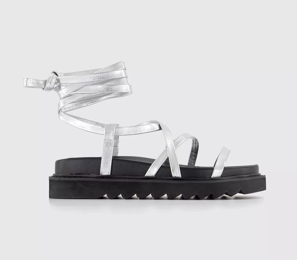 OFFICE Summarise Multistrap Sandals Silver
