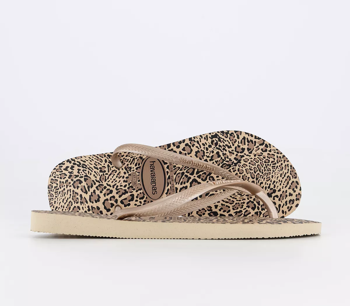Havaianas Slim Animals Flip Flops Sand Grey Golden