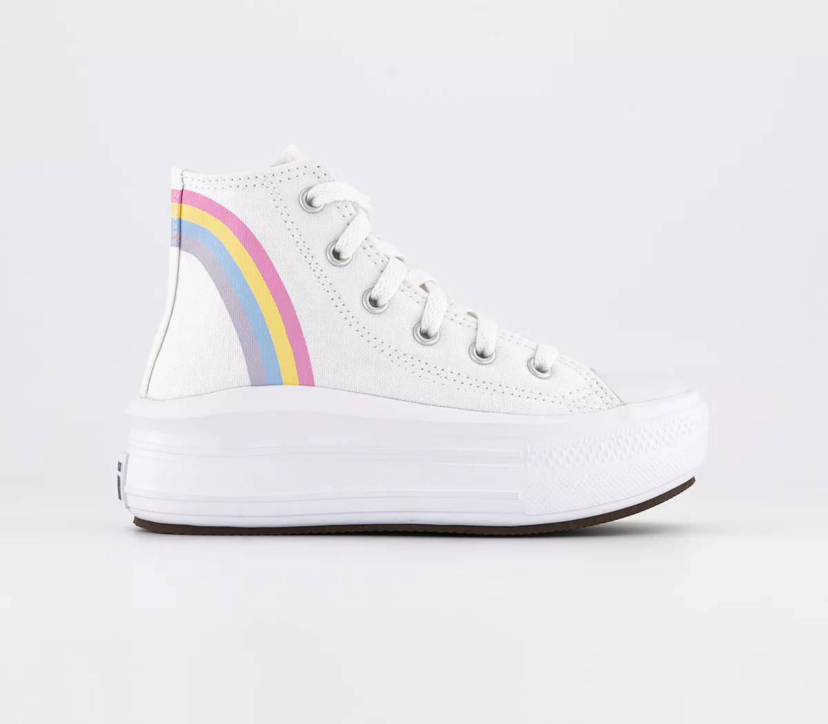 Converse All Star Move Youth Trainers  White Blue Pink Rainbow