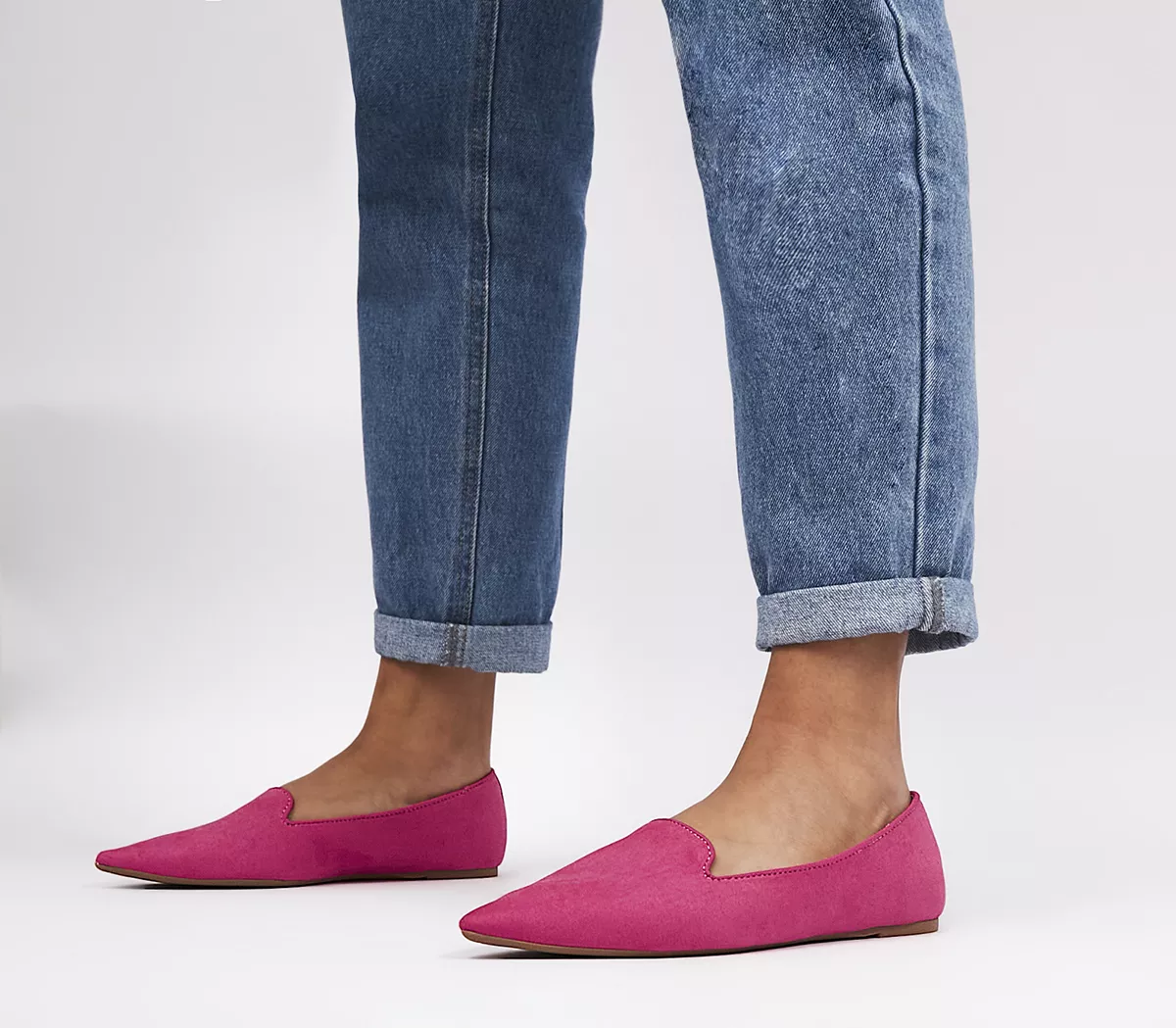 OFFICE Fabulous Pointed Slipper Cut Ballet Flats Hot Pink