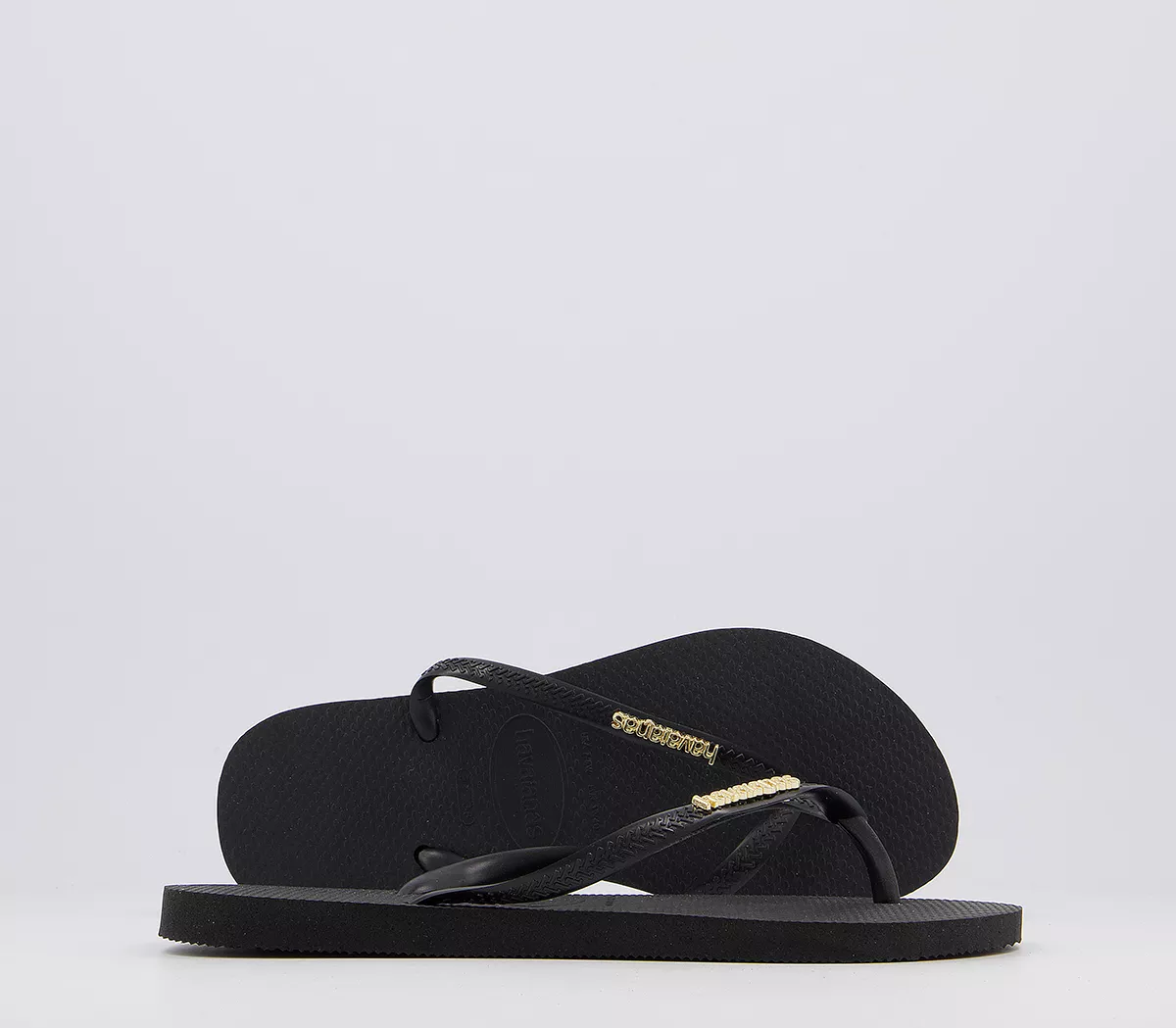 Havaianas Slim Logo Metallic Flip Flops Black