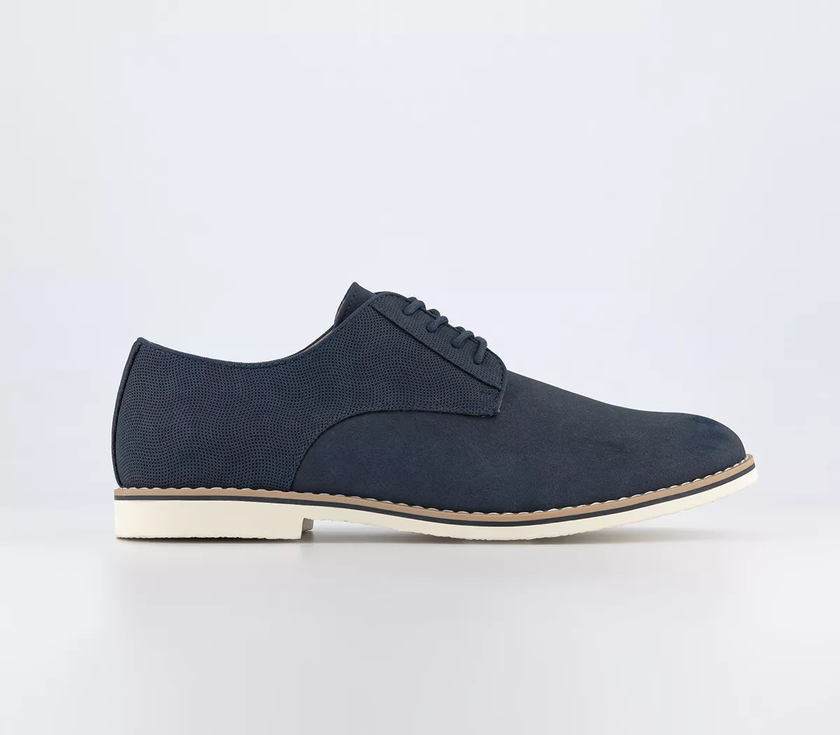 OFFICE Cheadle 2 White Sole Embossed Back Derby Shoes Navy