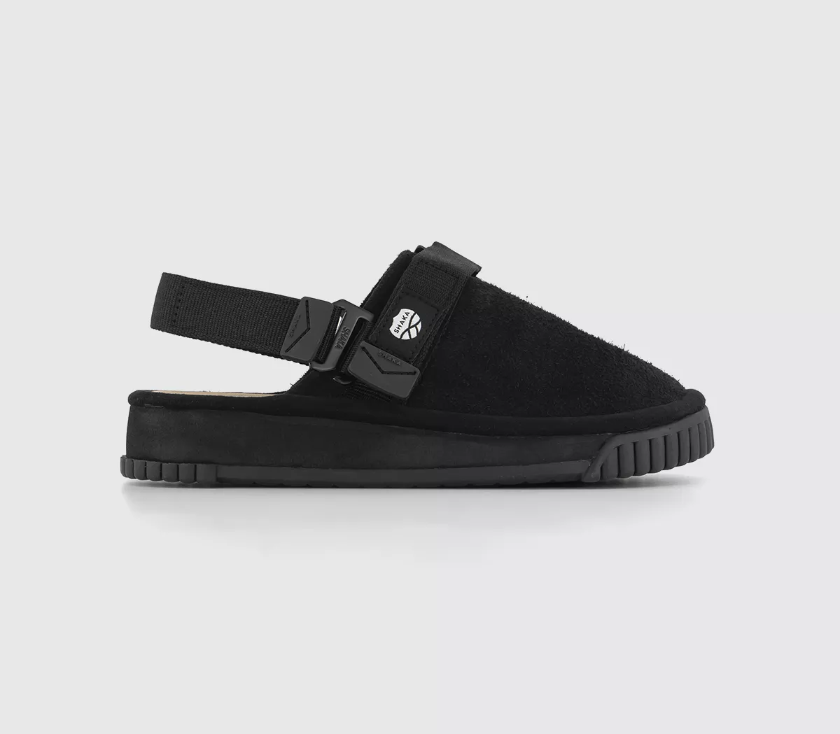 SHAKA Snug Hairy Suede Clogs Black