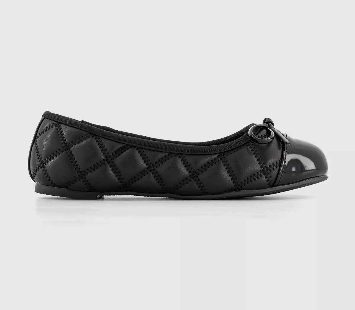 OFFICE Kids Garnet Quilted Ballerina Shoes Black