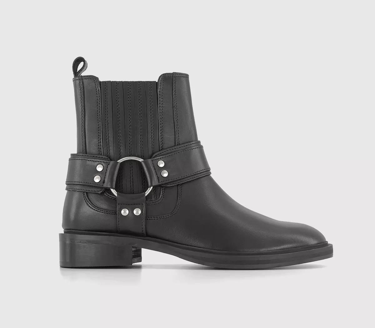 OFFICE Alanis Harness Biker Boots Black Leather