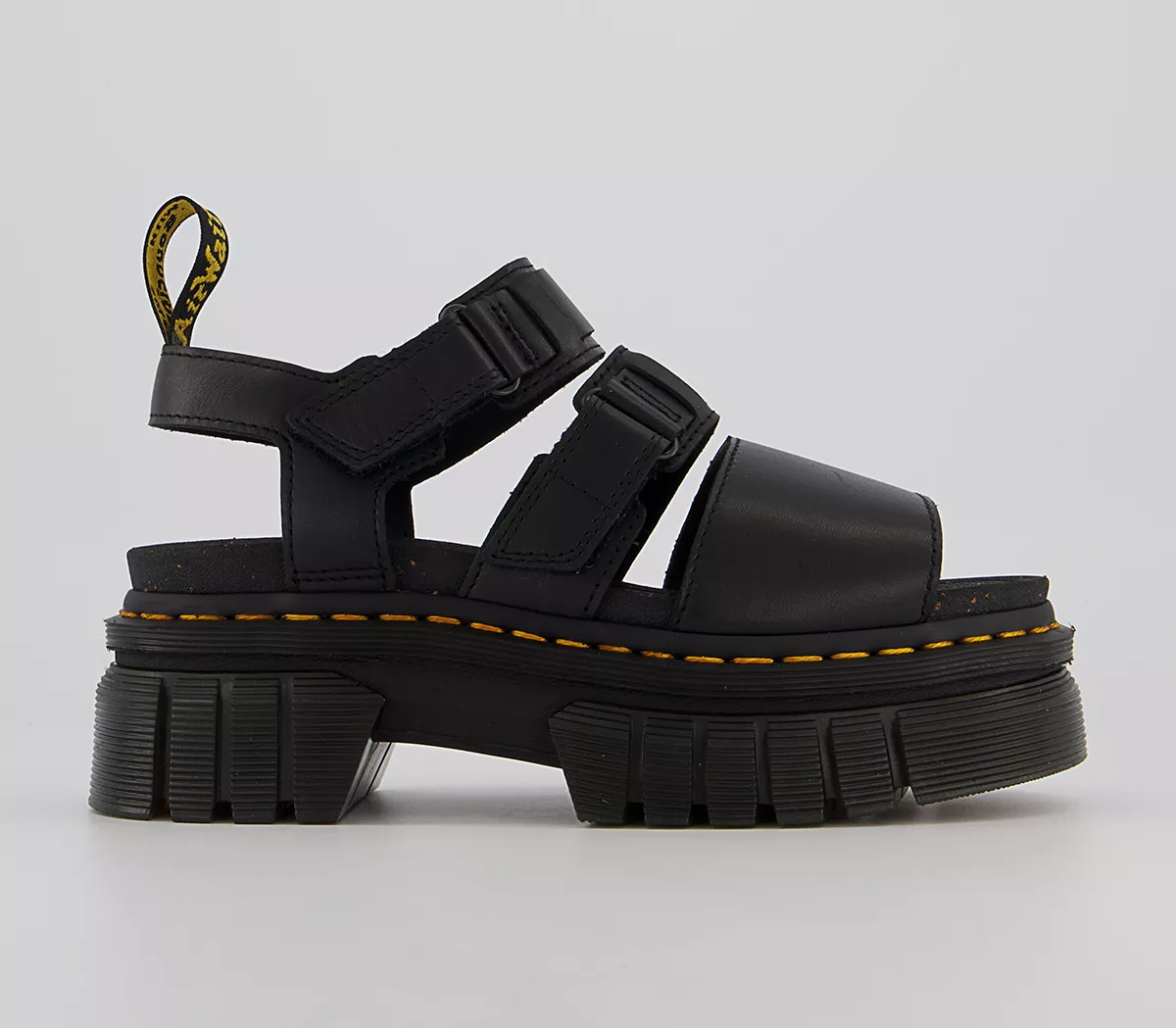 Dr. Martens Ricki 3-strap Lightweight Platform Sandals Black Nappa Lux