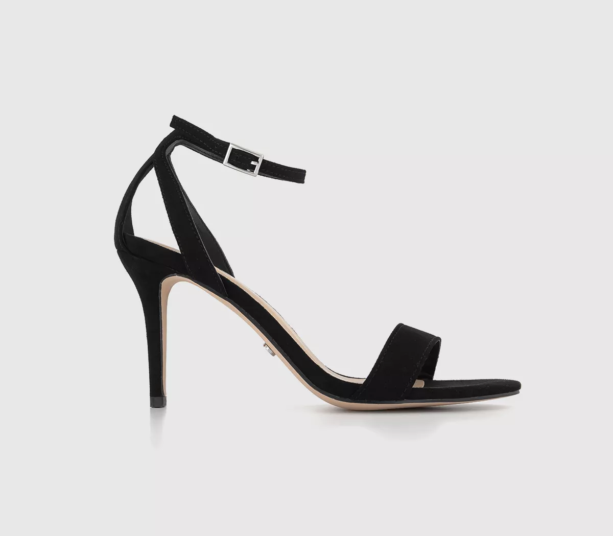 OFFICE Hamilton Cut Out Detail Two Part Sandals Black Faux Suede