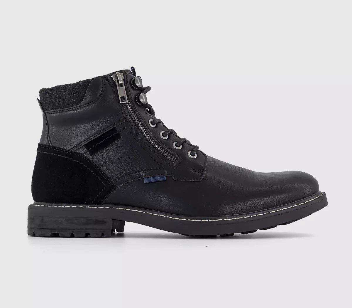 OFFICE Benny Zip Detail Lace Up Boots Black
