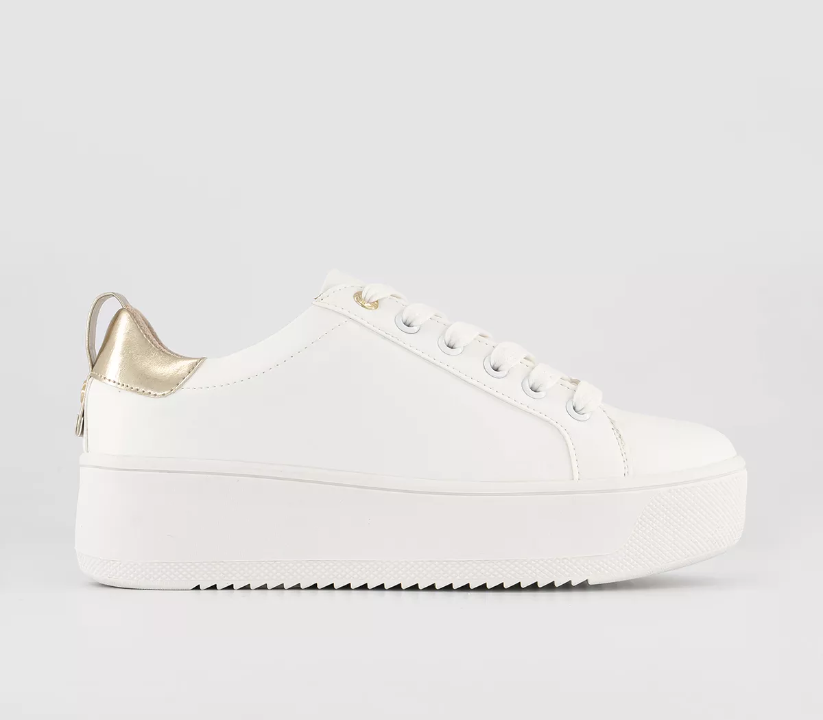 OFFICE Flash Back Platform Lace Up Trainers White Gold Mix