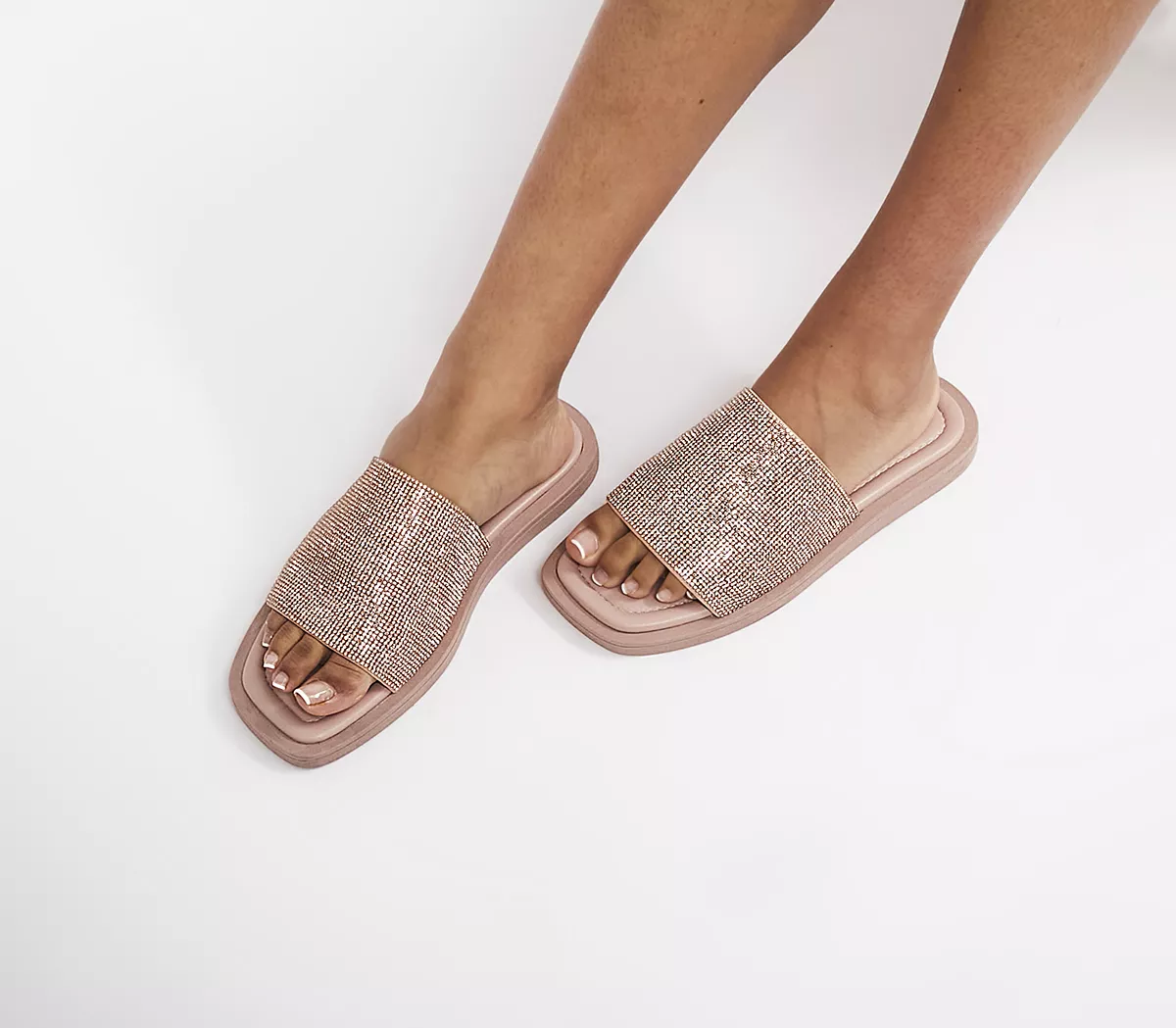 OFFICE Shining Embellished Mules Beige