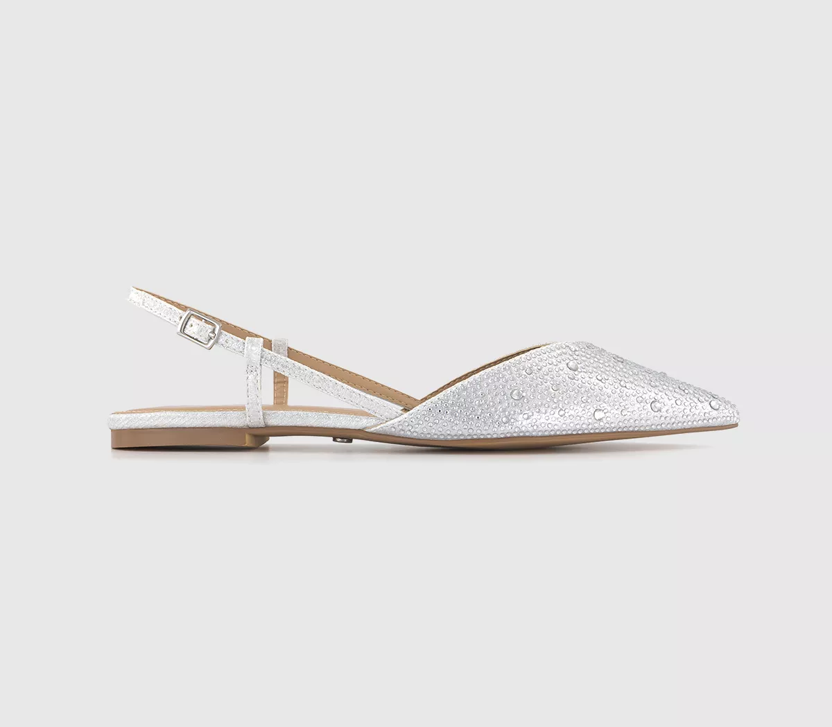 OFFICE Fluttering Occasion Sling Backs Silver Embellished