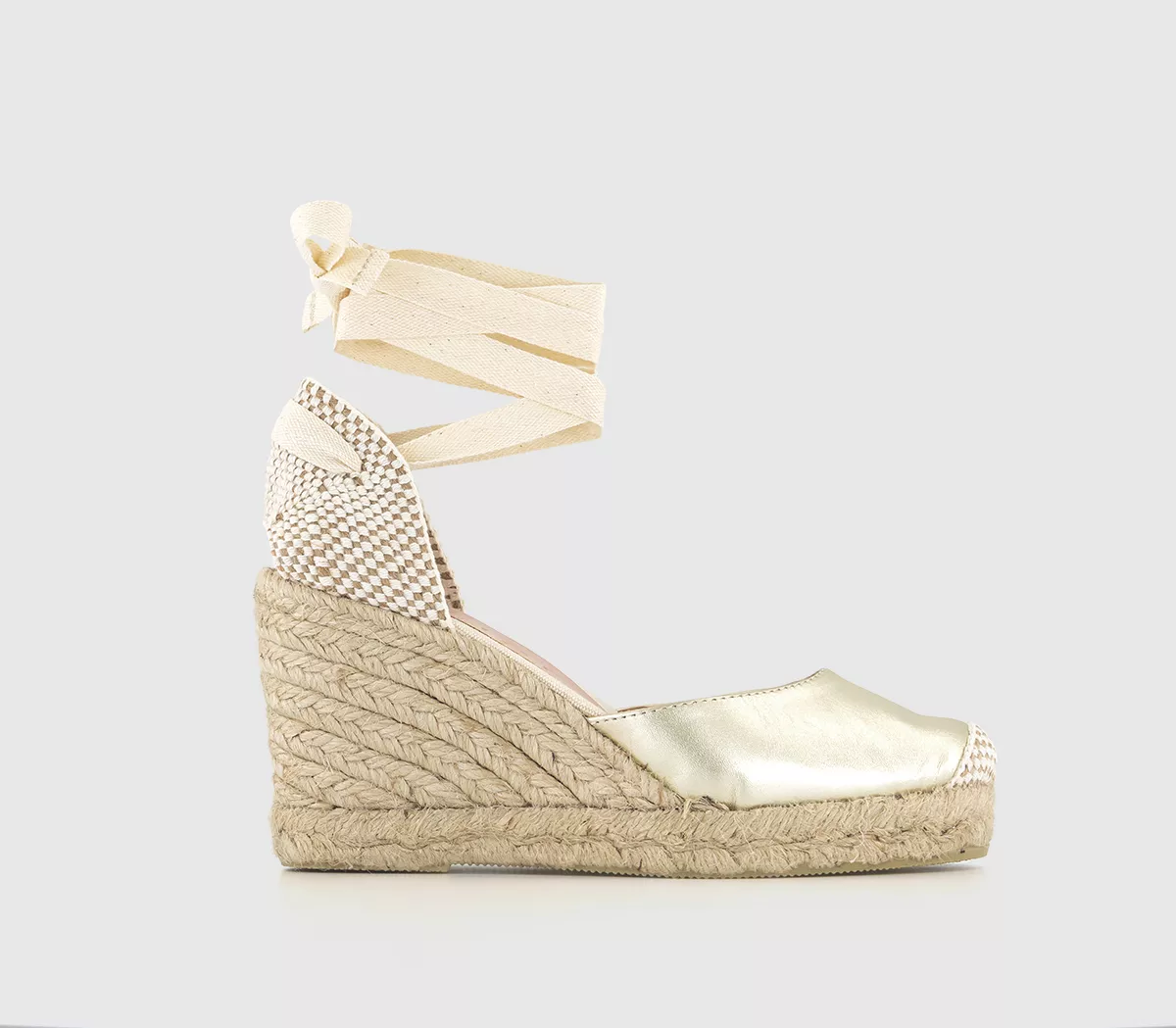 OFFICE Marmalade Espadrille Wedges Gold Leather