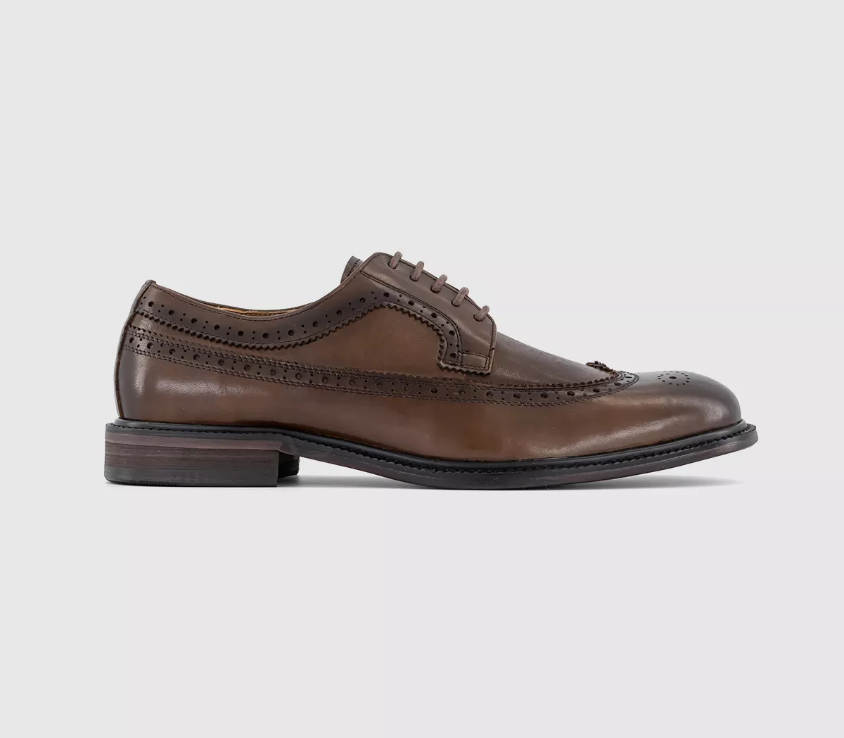 OFFICE Mackay Longwing Brogues Dark Tan Leather
