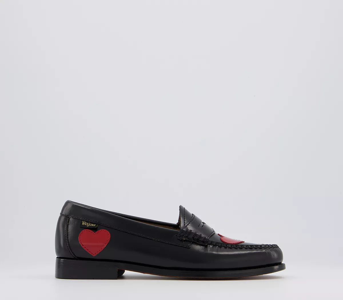 G.H Bass & Co Weejuns Penny Love Loafers Black Leather Red