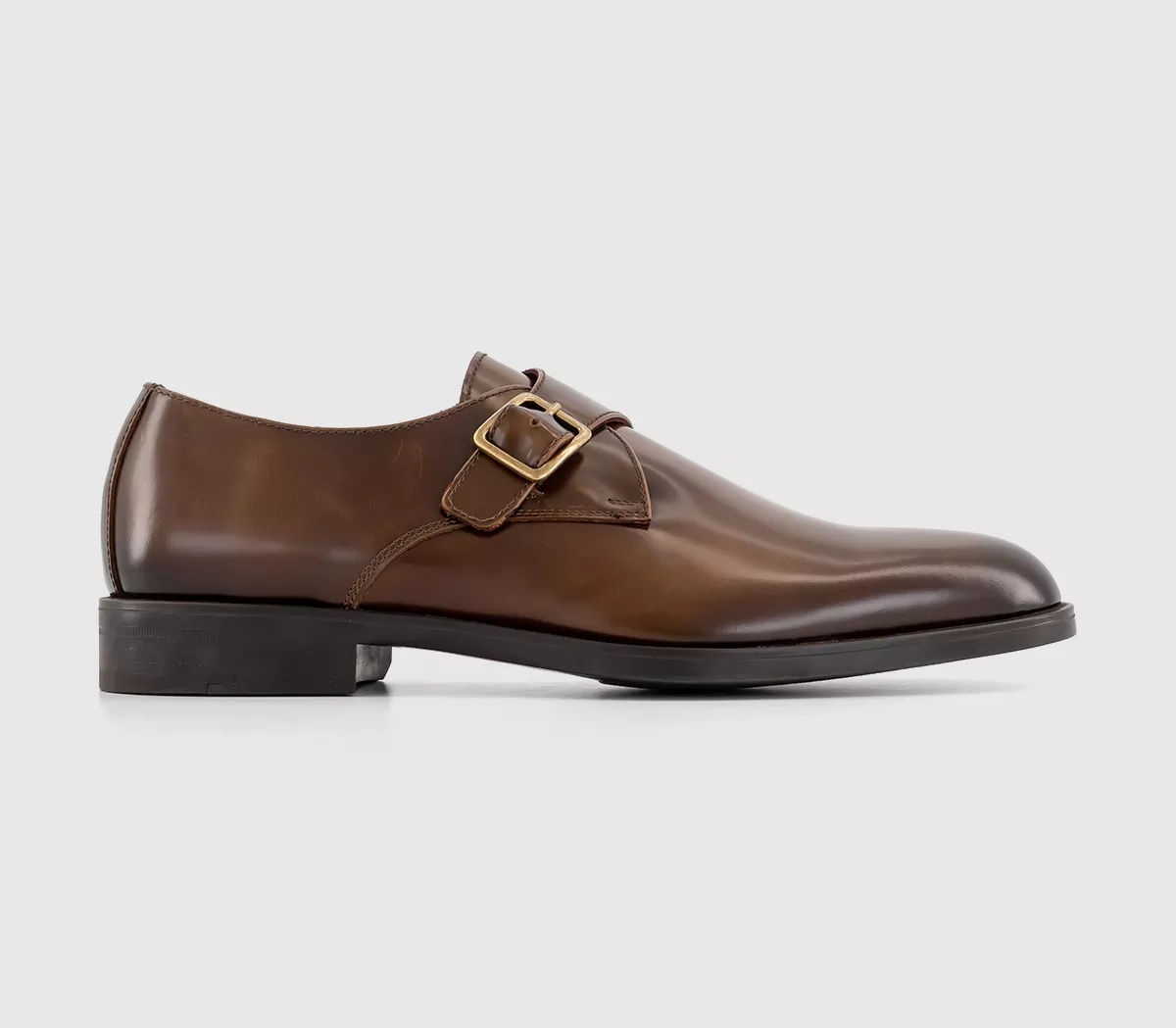 Poste Pierre Single Strap Monk Shoes Tan Leather