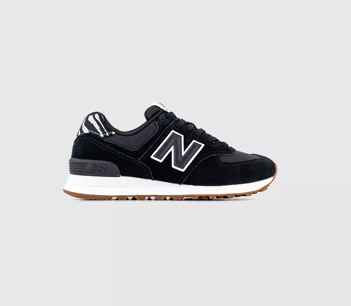 New Balance 574 Trainers Black White Zebra Gum