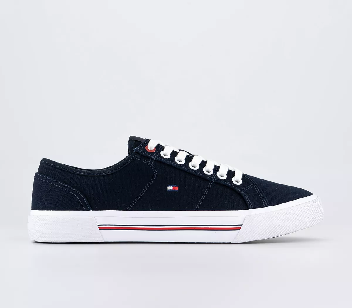 Tommy Hilfiger Core Corporate Vulc Canvas Desert Sky White Red Stripe Sole