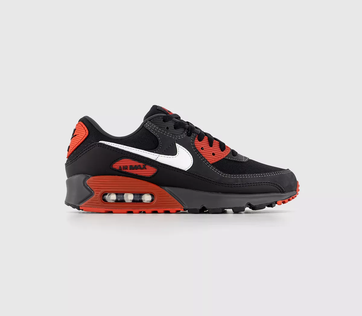 Nike Air Max 90's Trainers Anthracite Summit White Black Mystic Red