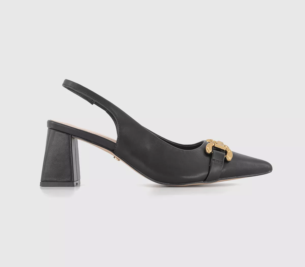 OFFICE Marble Snaffle Block Heel Slingbacks Black
