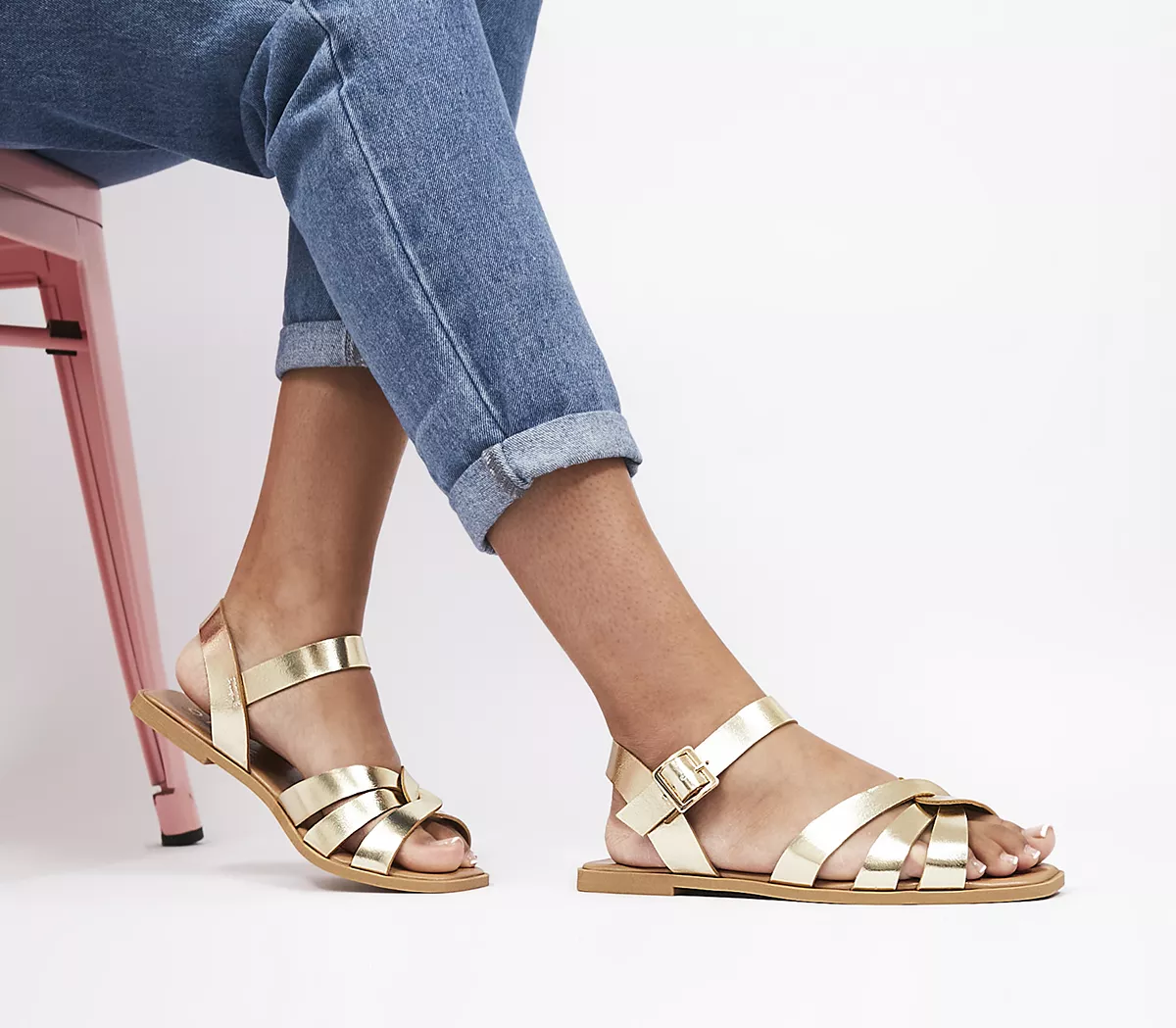 OFFICE Wide Fit Santana Two Part Sandals Gold