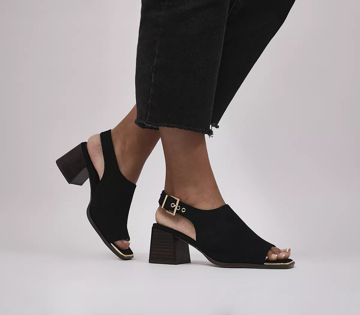 OFFICE Monika Low Block Heel Shoe Boots Black