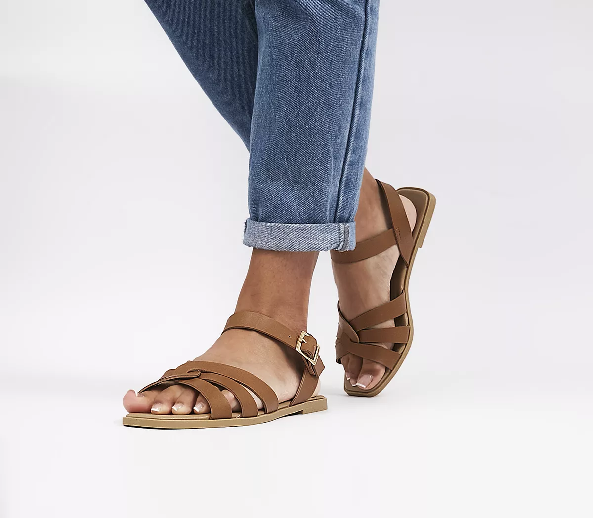 OFFICE Wide Fit Santana Two Part Sandals Tan