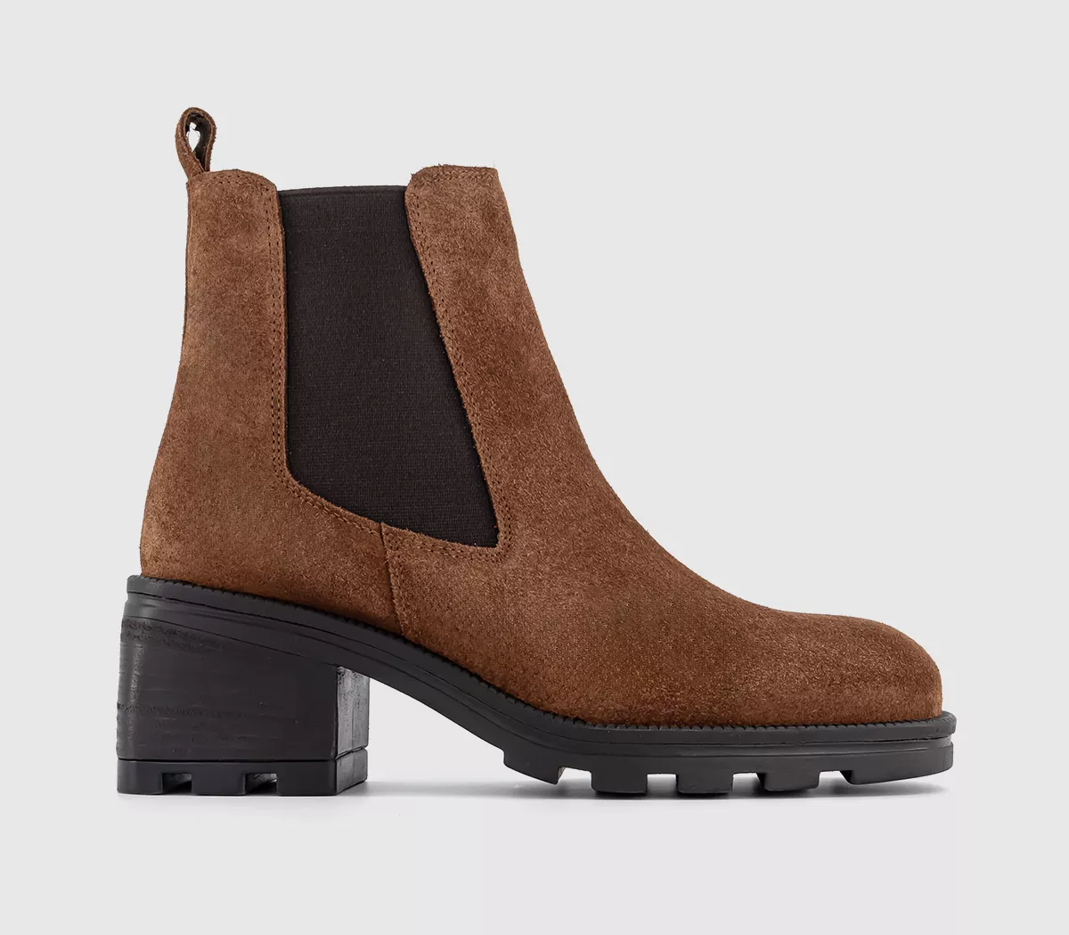 OFFICE Artie Cleated Mid Height Chelsea Boots Tan Suede