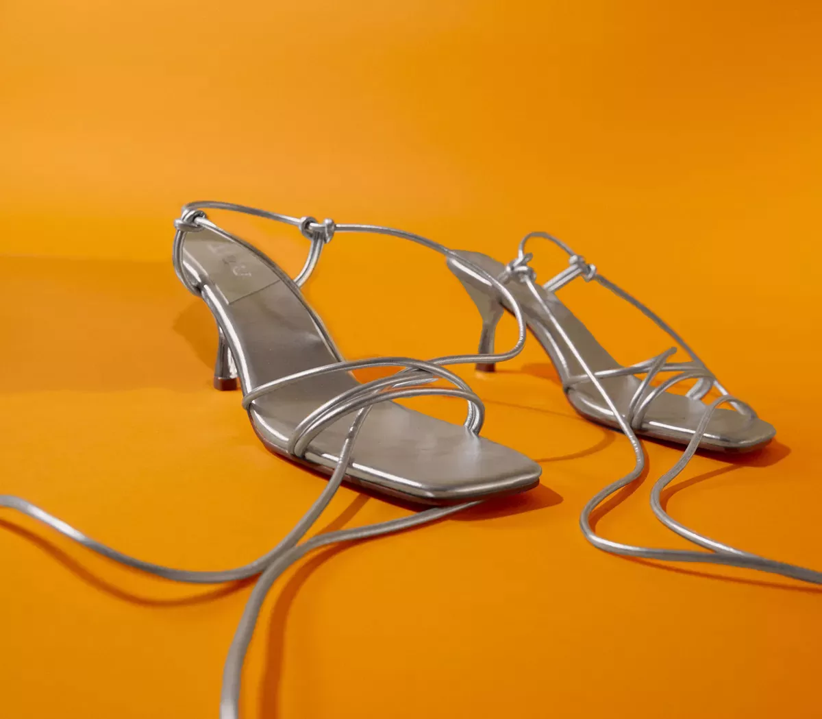 OFFICE Maddox Strappy Knot Kitten Heel Sandals Silver