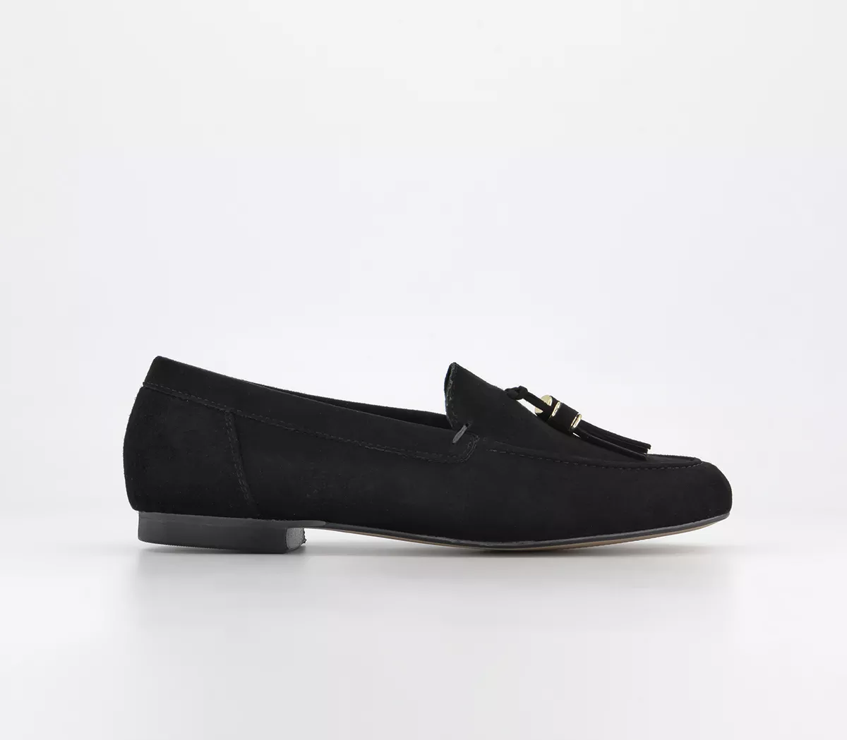 OFFICE Wide Fit Flick Retro Tassel Loafers Black Suede