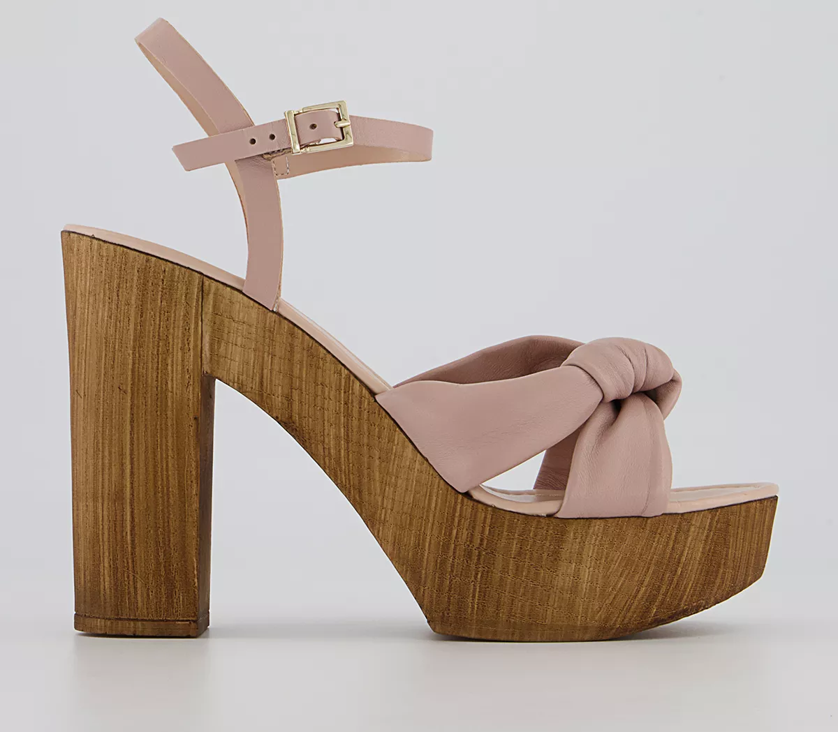 OFFICE Hardy Knotted Wood Sandals Beige Leather