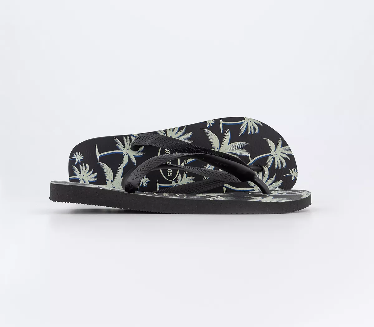 Havaianas Aloha Flip Flops Black Black White