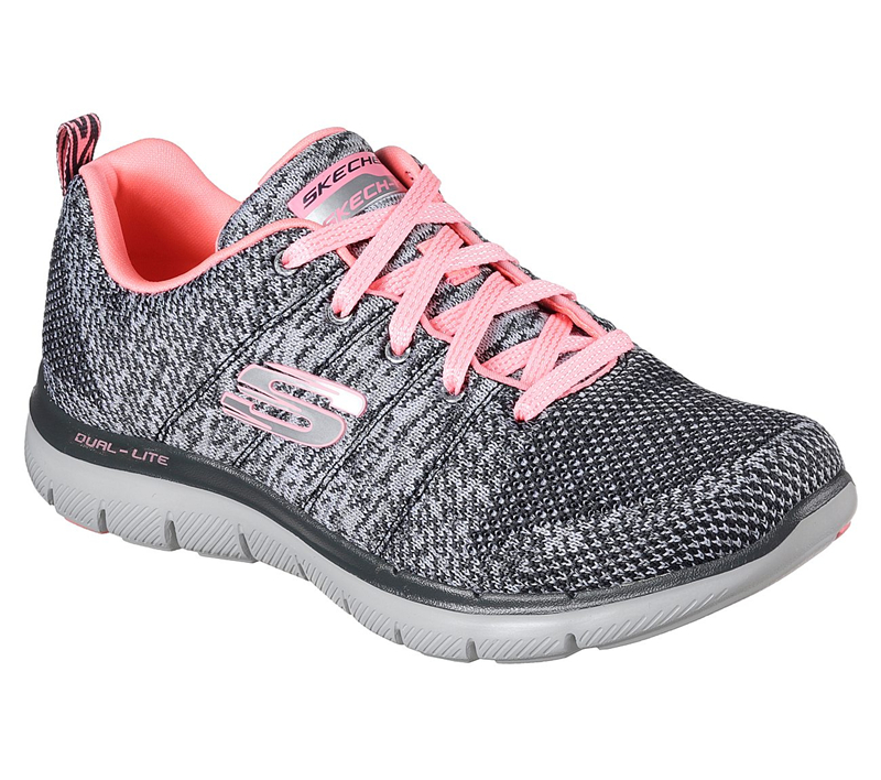 Skechers Women Flex Appeal 2.0 - High Energy Charcoal/Coral