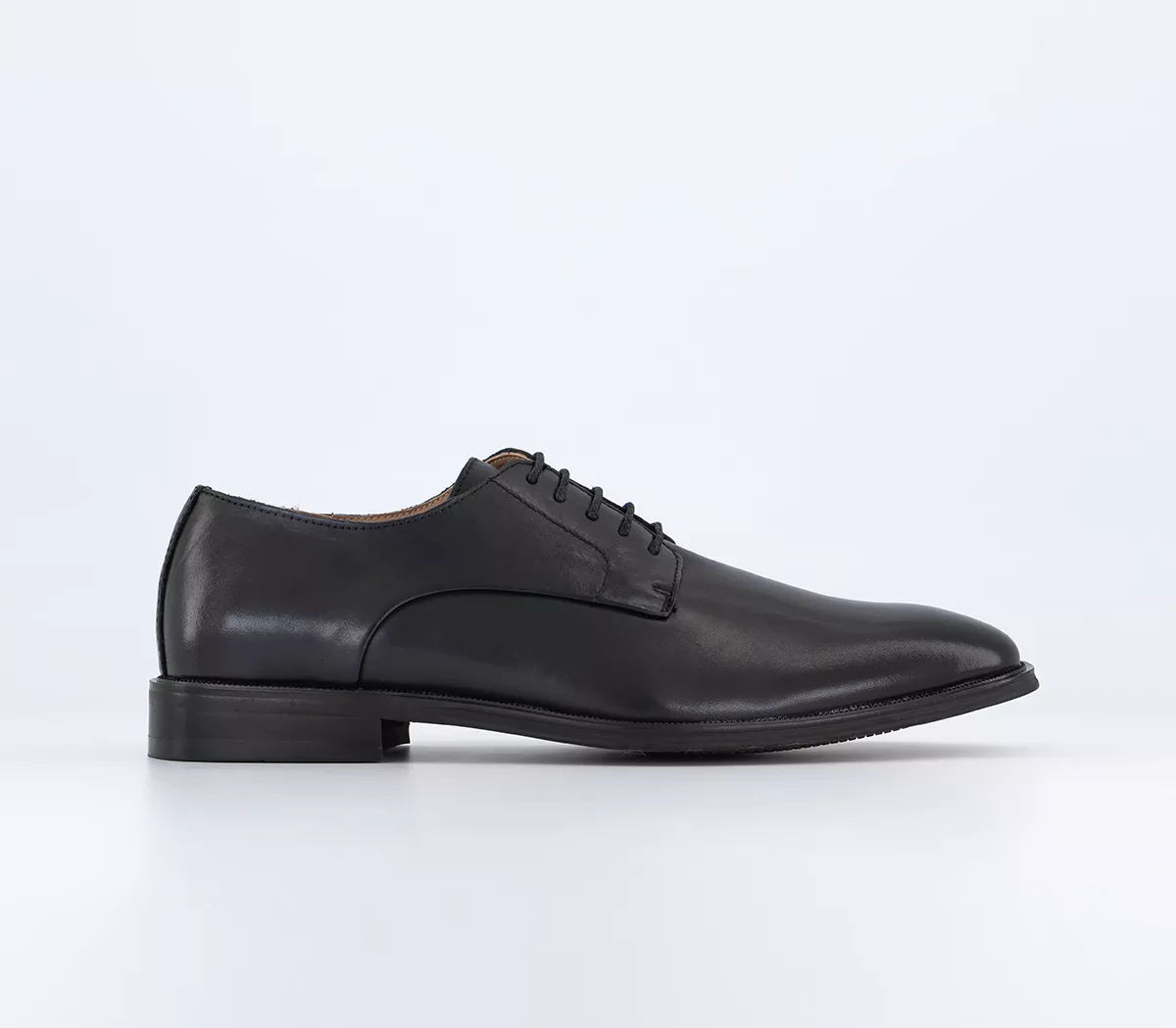 OFFICE Midland Plain Toe Derby Shoes  Black Leather