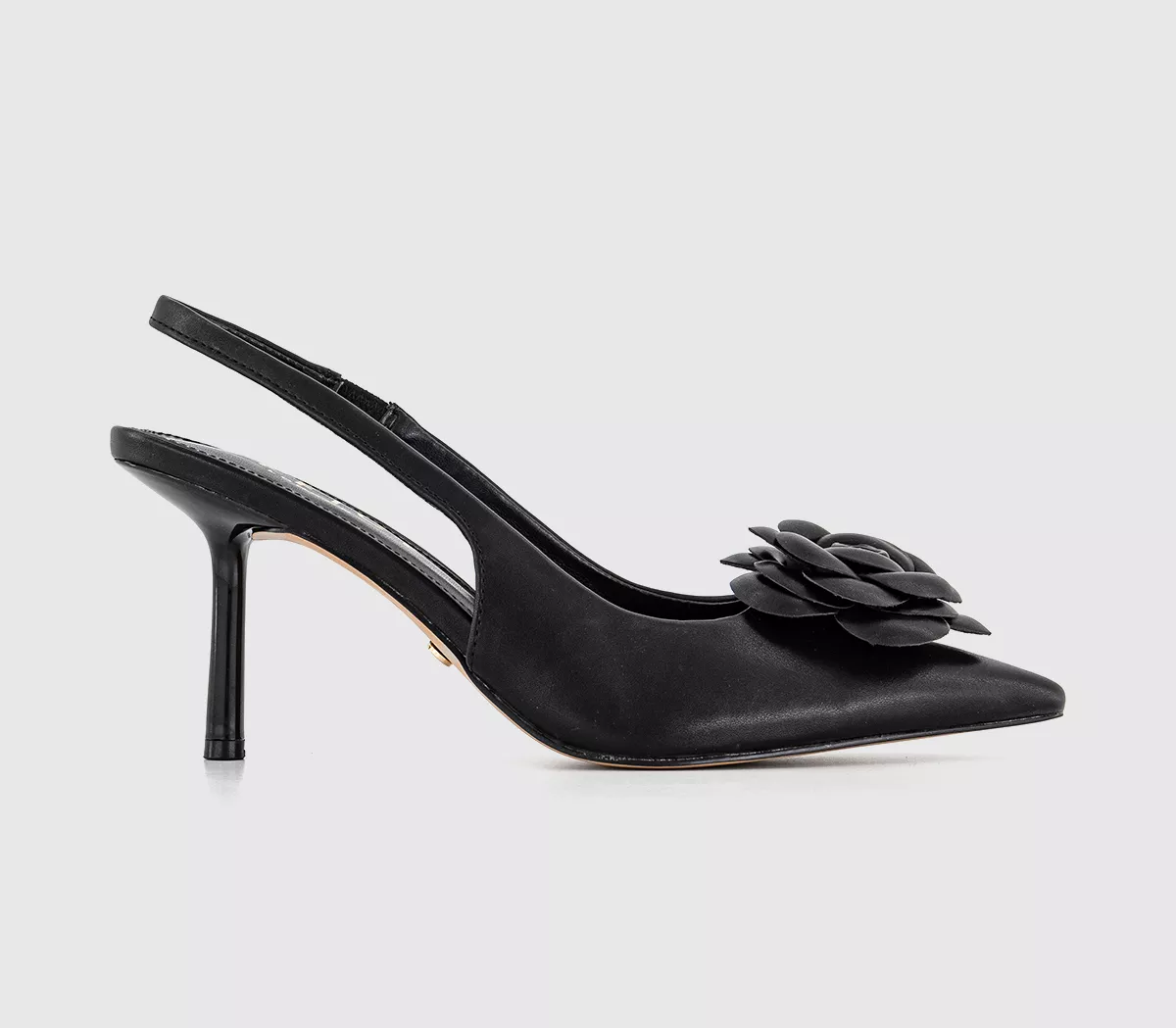 OFFICE May Flower Detail Slingback Heels Black